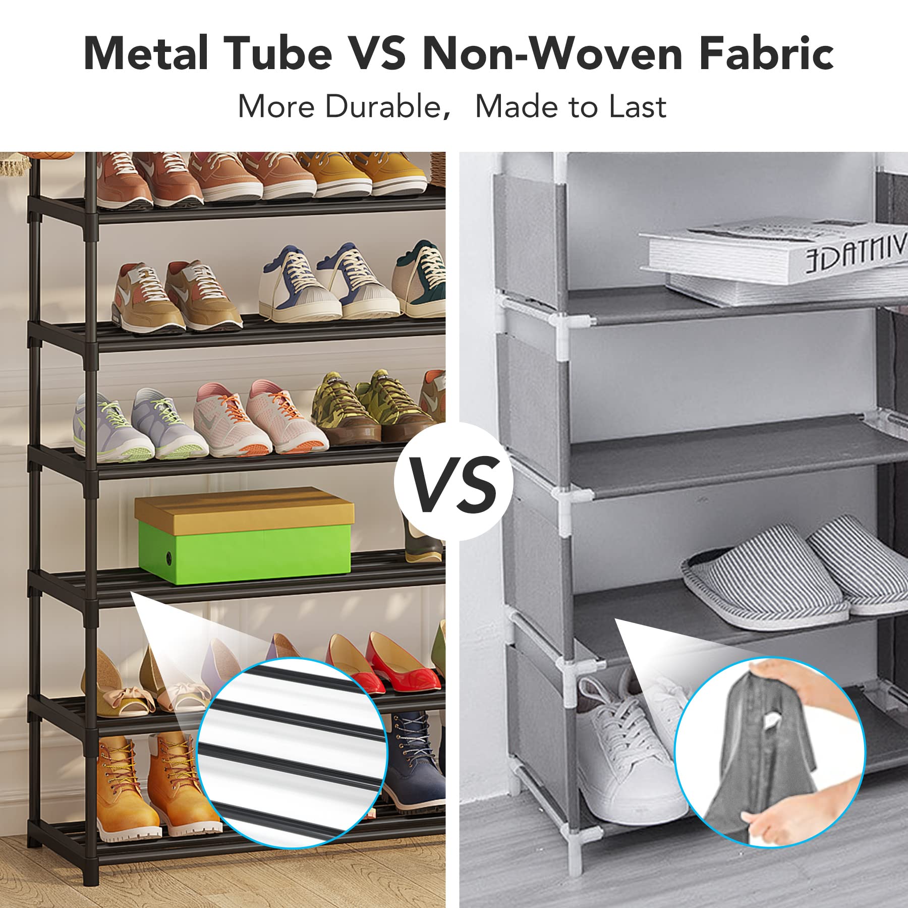 Tribesigns 10-Tier Storage Shelf - Large Capacity Closet Organizer, Space-Saving Tower Shelf for Entryway, Living Room & Hallway | Perfect for Shoes, Books, Toys & Home Organization