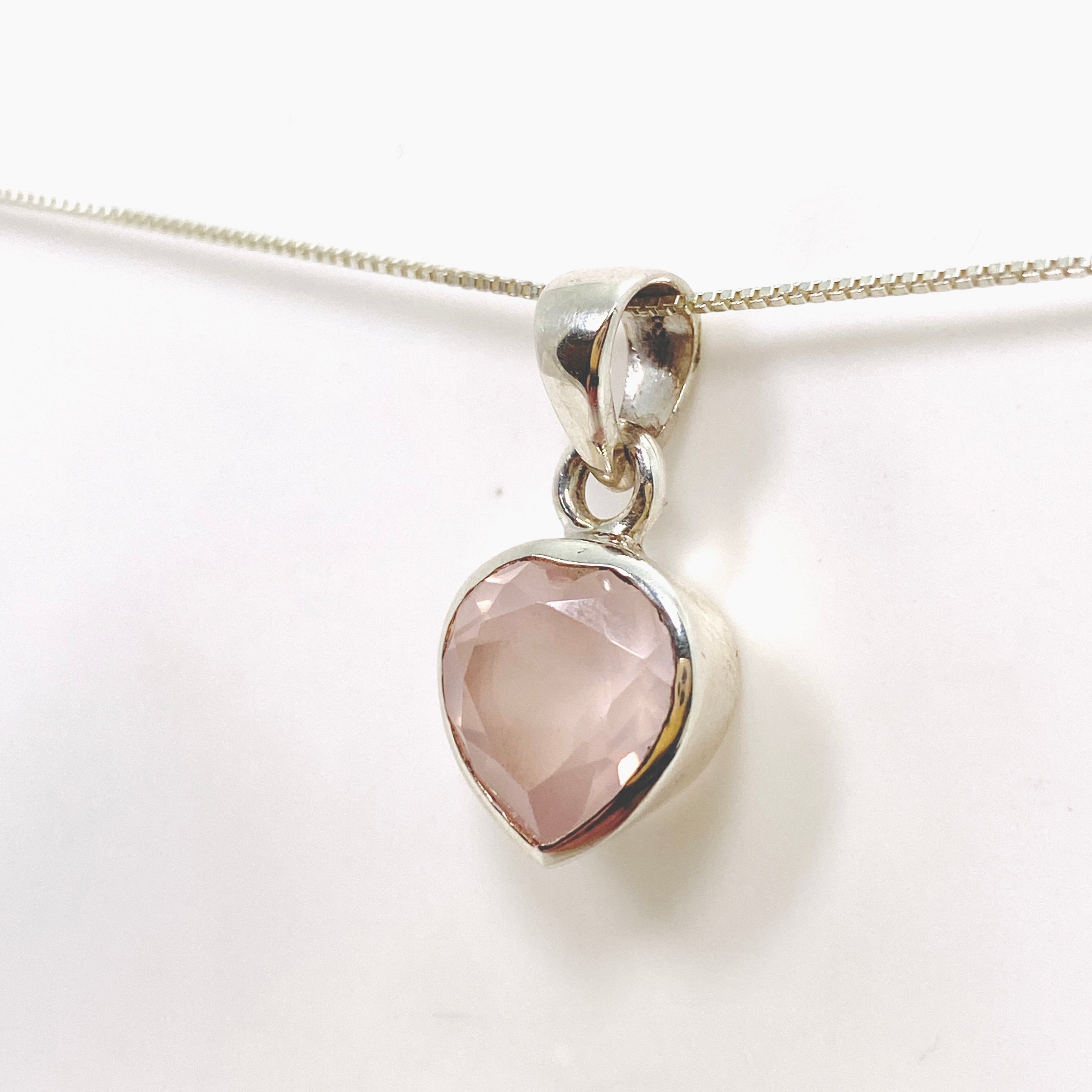Rose Quartz Heart Faceted Pendant Necklace - Natural Gemstone Jewelry for Women - Perfect for Valentine's Gift, Meditation & Energy Healing