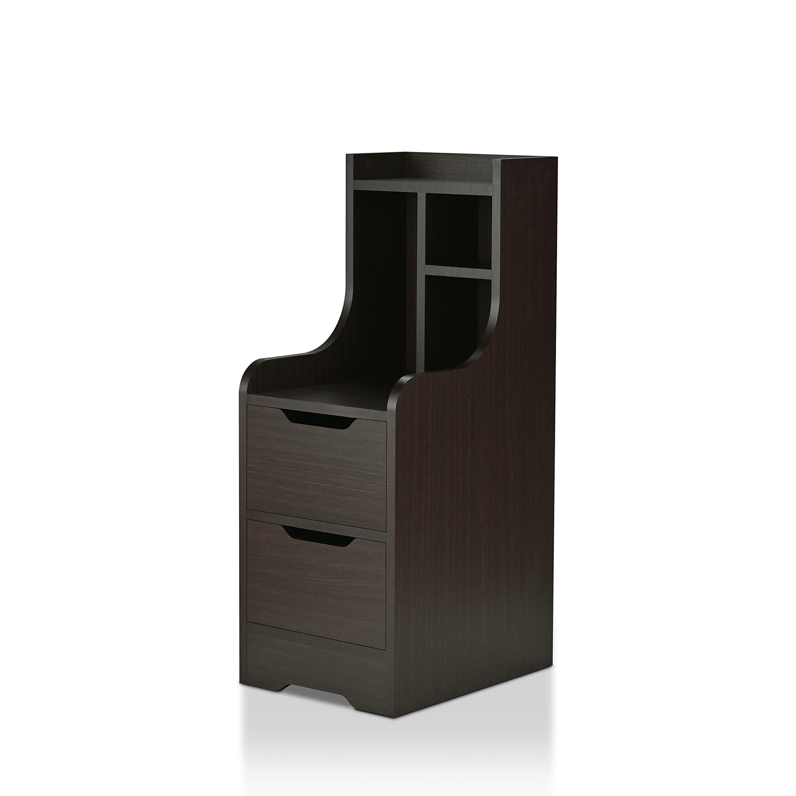 Modern Nightstand with 2 Drawers & Open Storage - Bedside Table for Bedroom & Office, Brown