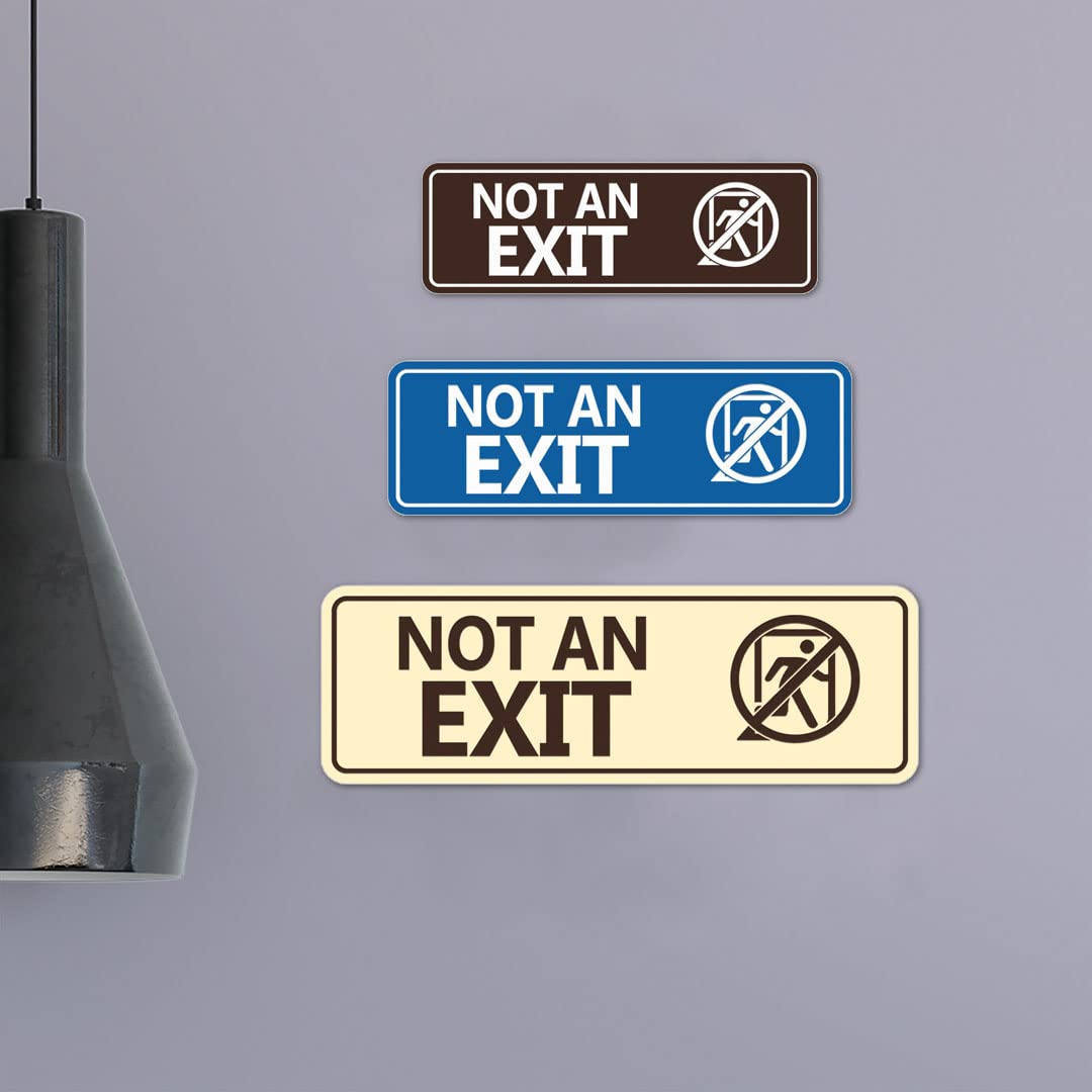Standard NOT an EXIT (Stick Man) Sign in Brushed Silver - Medium Size Safety Sign for Warehouses, Offices, and Public Buildings