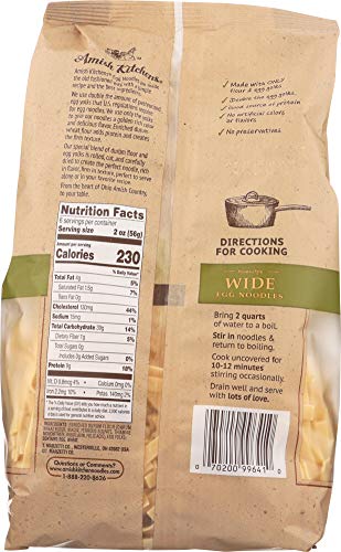 Amish Kitchens Homestyle Wide Egg Noodles 12 Oz (Pack of 6) - Perfect for Soups, Casseroles & Comfort Food Recipes