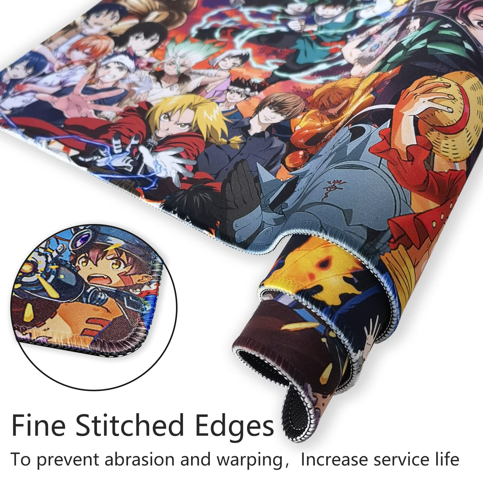 Anime Gaming Mouse Pad - Large Non-Slip Rubber Desk Mat for Computer, PC & Laptop (31.5x11.8x0.12 Inch) - Perfect for Office Work, Gaming & Anime Enthusiasts