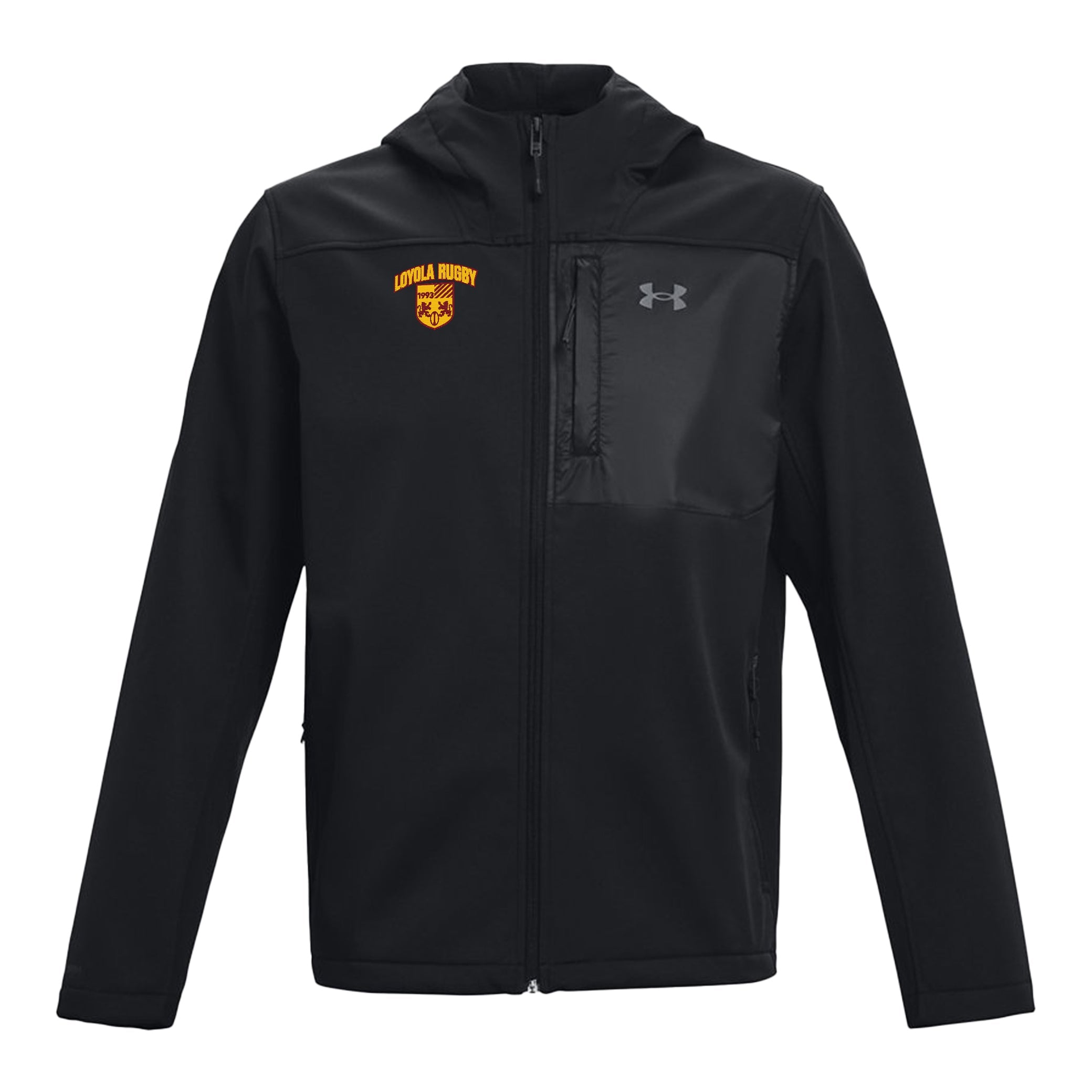 Loyola Rugby Coldgear Hooded Infrared Jacket - Men's Thermal Insulated Windproof Pullover for Winter Training & Outdoor Sports