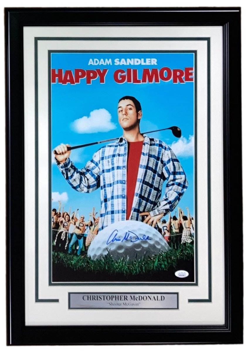 Christopher McDonald Autographed 11x17 Happy Gilmore Blue Photo - Framed with JSA Certificate - Perfect for Movie Memorabilia Collectors and Sports Fans Decor