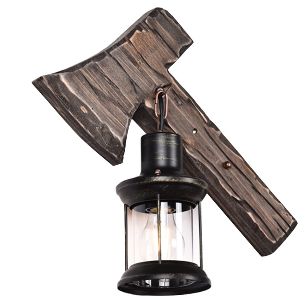 Rustic Retro Industrial Wall Lamp - 110V Wooden & Metal Wall Mounted Light Fixture for Bedroom, Living Room, Restaurant, Bar, Cafe - Vintage Style Wall Sconce Lighting (Brown, 13x7.3 inches) - Perfect for Ambient Lighting in Home Decor & Commercial Spaces