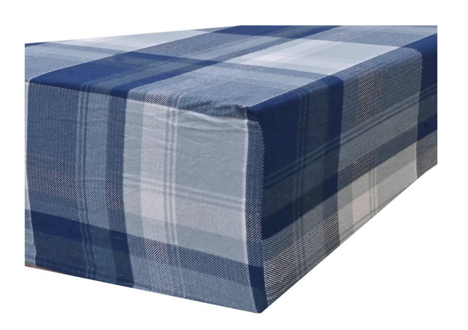 Queen Luxury 100% Cotton Flannel Fitted Bed Sheet - Soft Blue Check Print - Perfect for Winter Warmth & Cozy Bedroom Decor