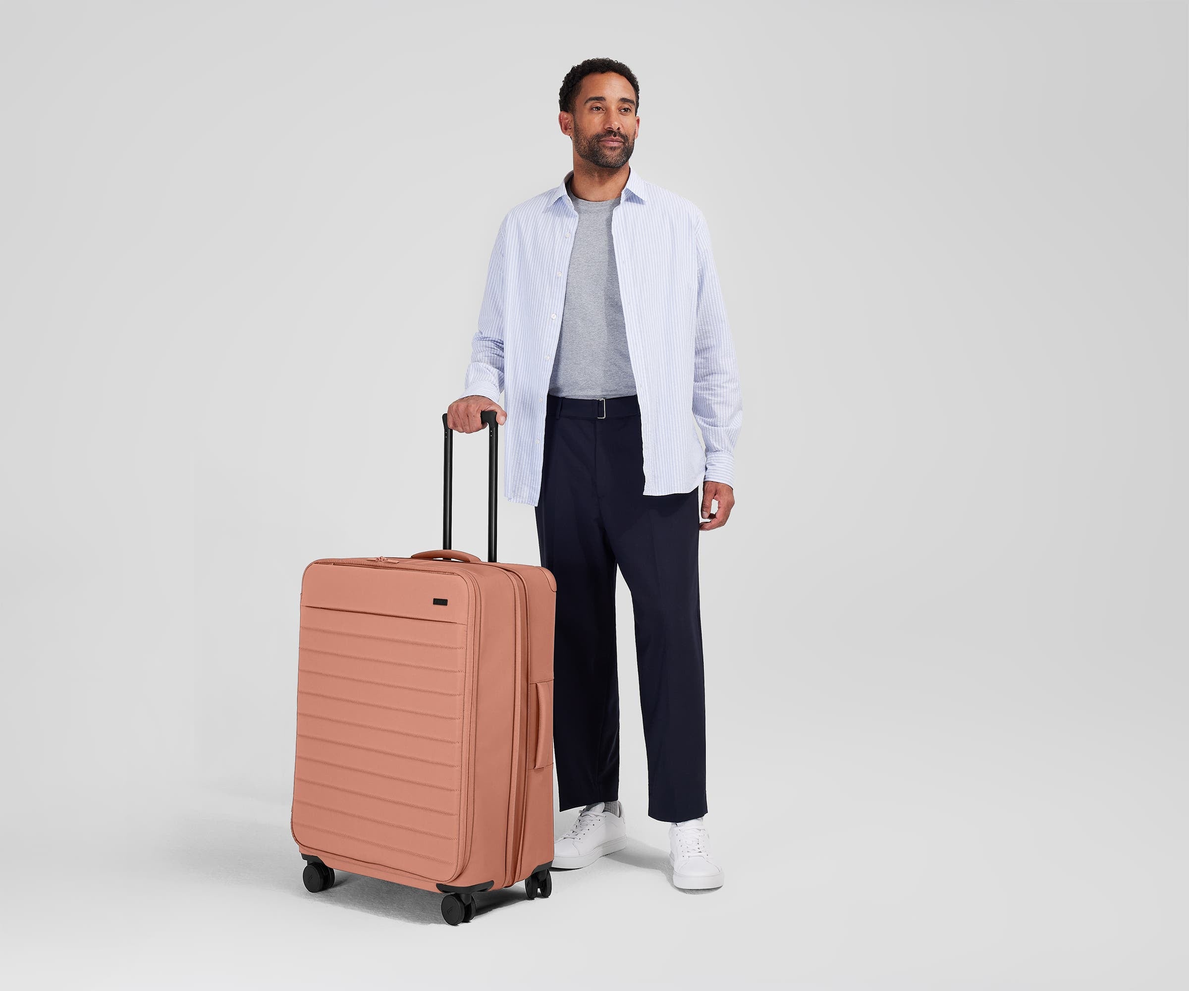 Premium Softside Large Luggage in Elegant Clay Pink - Perfect for Travel, Business Trips & Weekend Getaways
