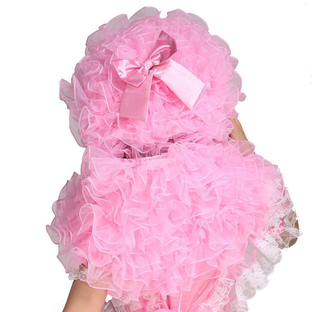 Elegant Women's Pink Organza Puffy Bonnet with Detachable Cape - Perfect for Cosplay, Costume Parties & Renaissance Fairs
