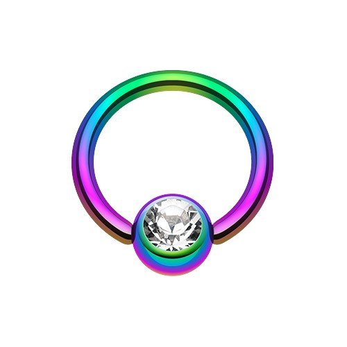 WildKlass Jewelry - Color PVD Gem Ball Captive Bead Ring for Men & Women | Hypoallergenic Stainless Steel Body Jewelry | Perfect for Piercings, Parties & Alternative Fashion