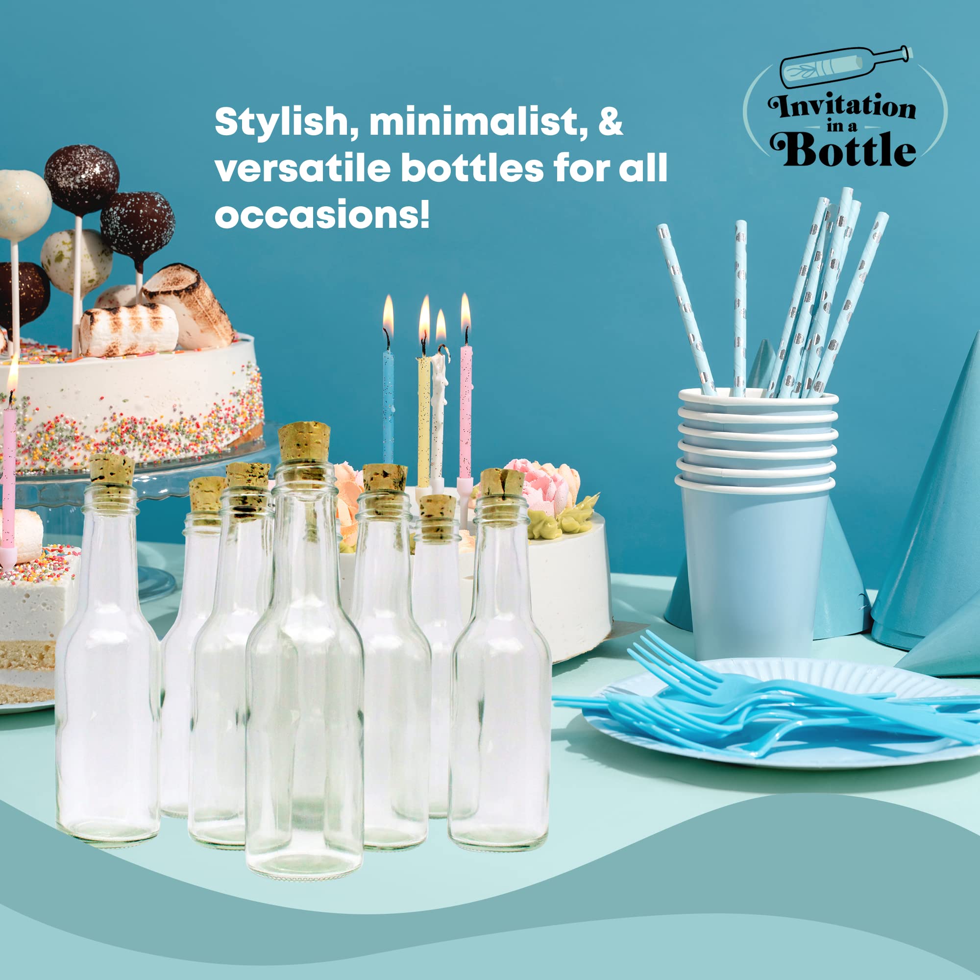 12-Pack Clear Glass Bottles with Wooden Cork Lids - 170ml/5.5 oz Wide Mouth Design - Reusable for DIY Crafts, Wedding Favors, Potion Bottles, Sand Art & Home Decor - Perfect for Party Invitations, Gift Packaging & Apothecary Storage