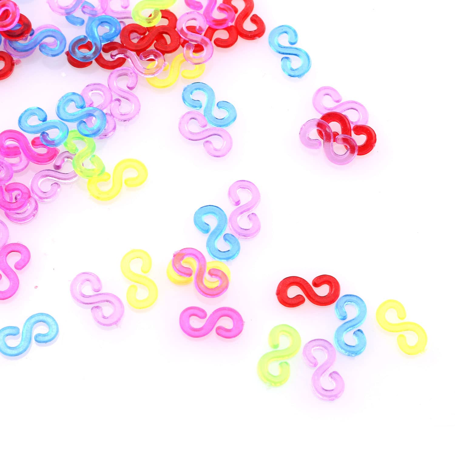 TAODAN 200Pcs Clear Plastic S Clips for DIY Bracelet Making - Loom Bands Rubber Band Clips Kit for Kids Crafts, Jewelry Making & Rainbow Loom Projects
