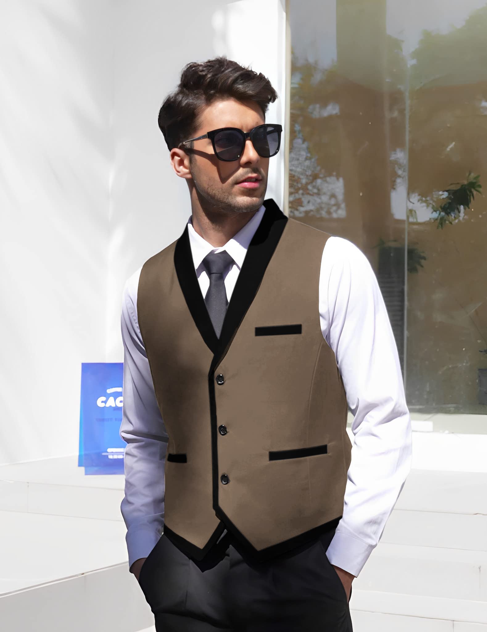 COOFANDY Men's Slim Fit Suit Vest - Formal Business Blazer Waistcoat for Wedding, Office & Special Occasions | Stylish Casual Dress Vest for Men