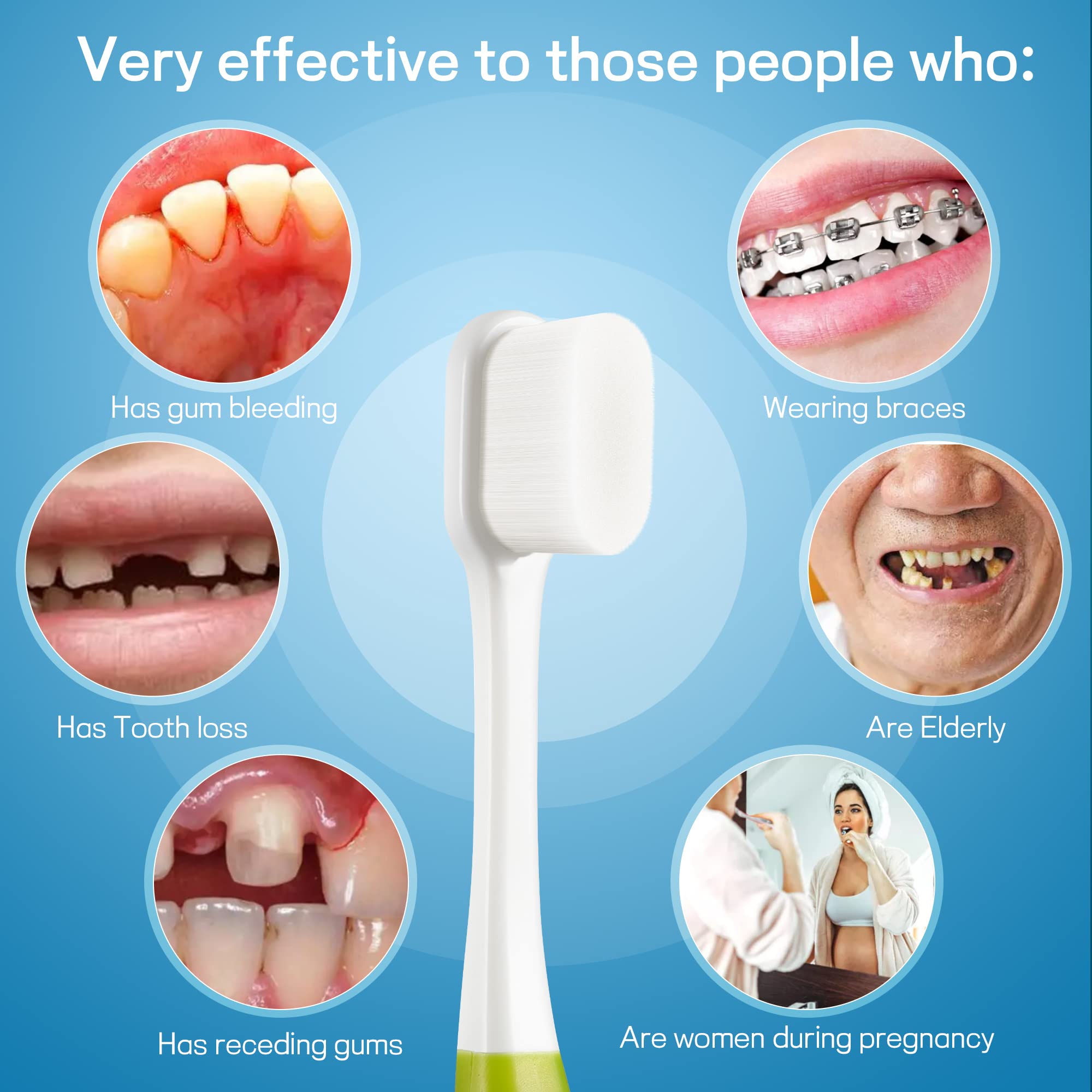 OBrush Ultra Soft Toothbrush for Sensitive Teeth & Gums - 20,000 Micro Nano Bristles Gentle Toothbrush for Adults, Pregnancy & Seniors - Includes Travel Case (2 Pack, Green/Beige) - Perfect for Travel, Daily Oral Care & Sensitive Teeth Relief