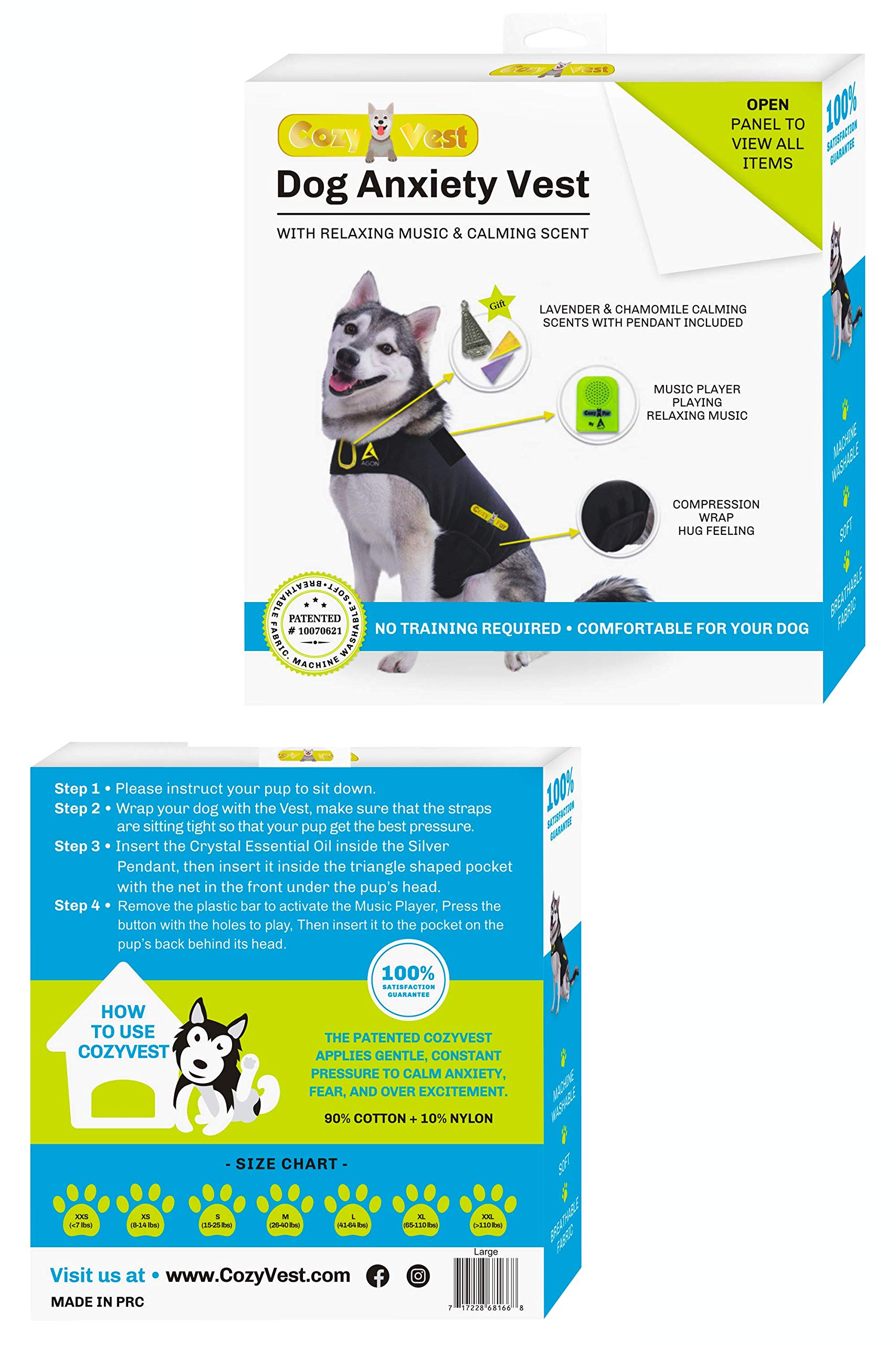 3-in-1 Anxiety Relief Dog Vest with Music & Aromatherapy - Calming Sound & Essential Oil Scent for Canine Stress Relief - Fireworks, Thunder, Separation Anxiety - Comfortable Shirt Jacket for Small Dogs (Black, XXS [Up to 7 Lbs]) - Perfect for Storms, Travel & Vet Visits