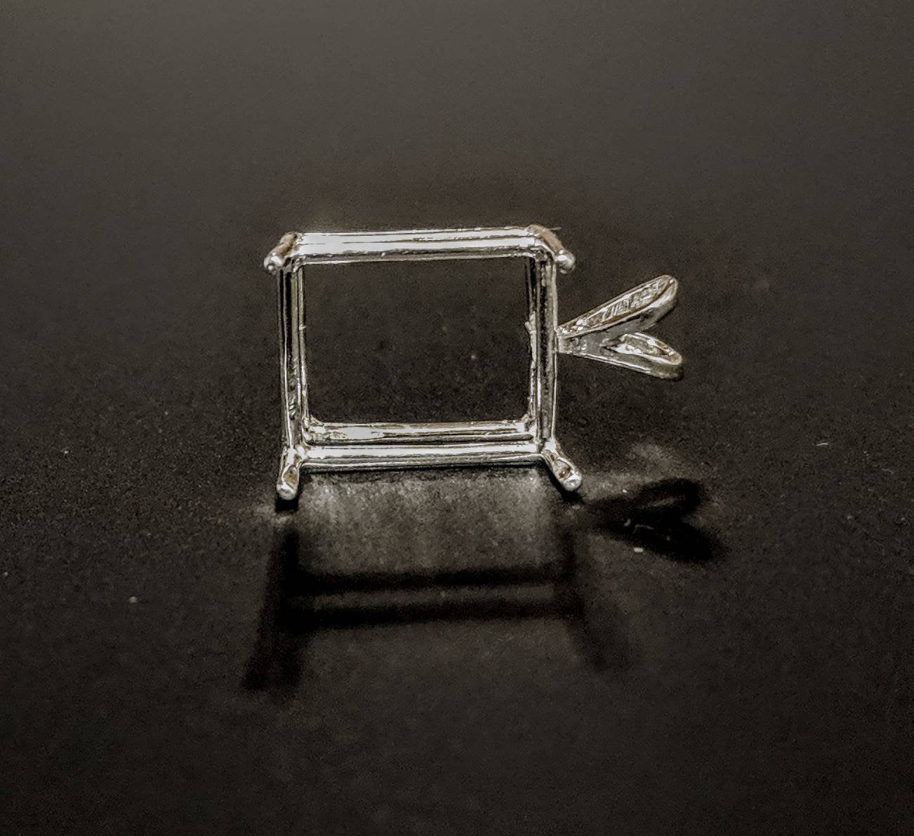 Emerald Cut Sterling Silver or 14K Gold Pendant Setting 5x3mm (30x22mm) - Handcrafted in USA - Perfect for Birthstone Jewelry, Anniversary Gifts & Custom Necklaces