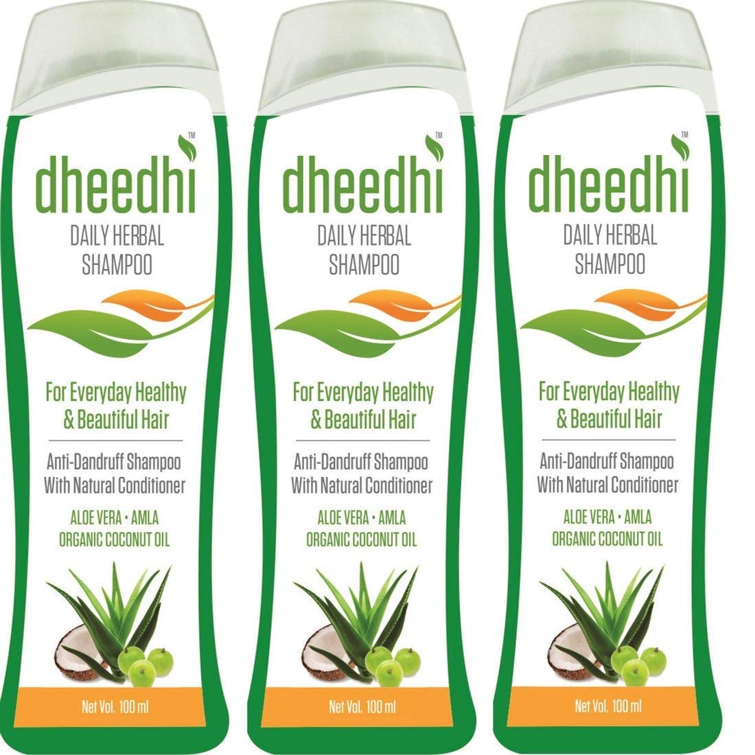 Dhathri Daily Herbal Shampoo for Hair Growth & Scalp Care - 100ml (3 Pack) | Natural Ayurvedic Formula for Dry, Damaged Hair - Perfect for Daily Use at Home & Travel