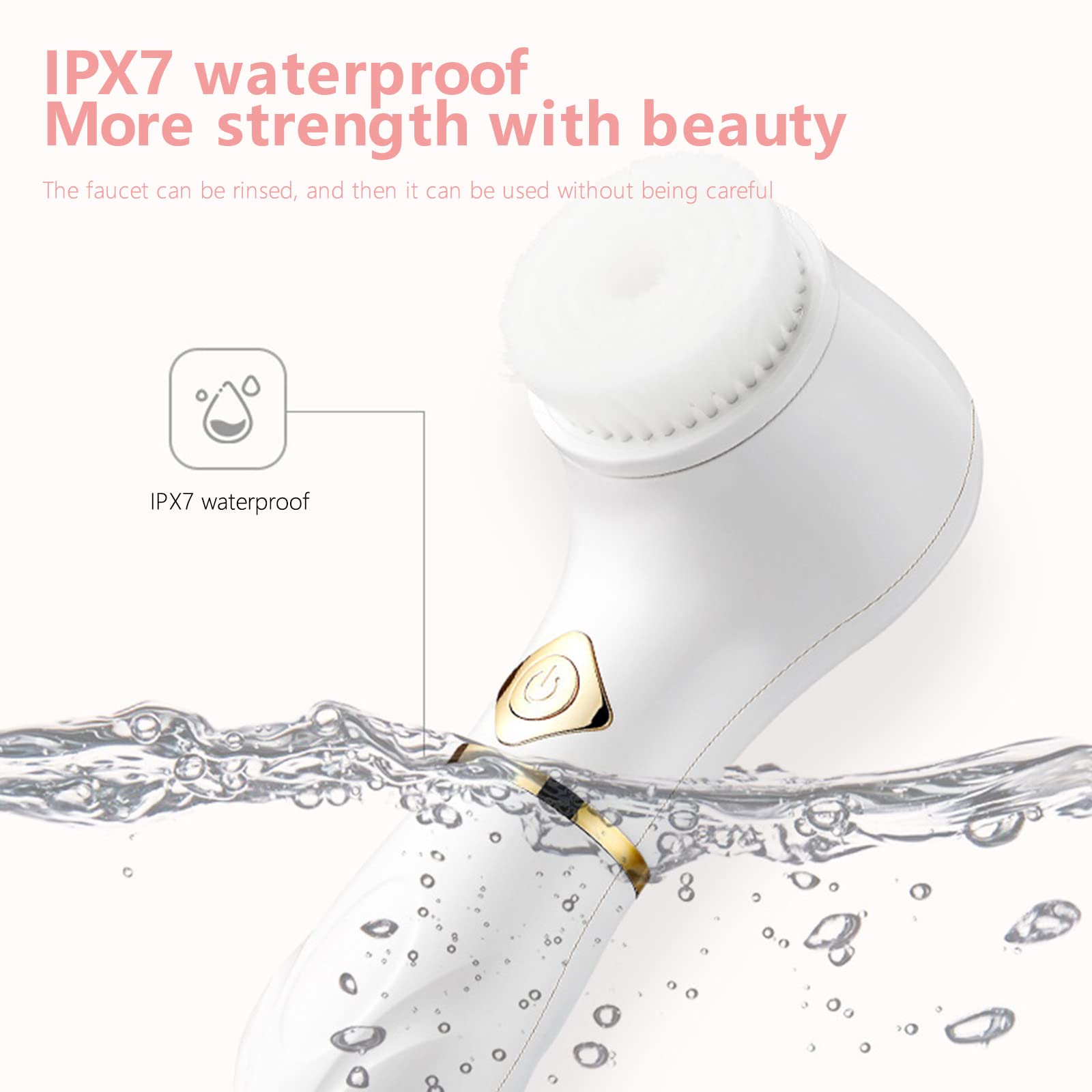 3-in-1 Waterproof Facial Cleansing Brush with 3 Heads - Exfoliate & Massage for Deep Cleansing | Spa & Travel Use