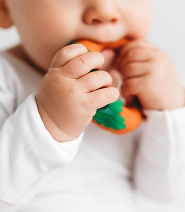 Oli&Carol Cathy the Carrot Teething Toy - Natural Rubber Baby Teether for Soothing Sore Gums - Safe & BPA-Free Infant Chew Toy for Teething Babies - Perfect for Home, Travel & Daycare Use