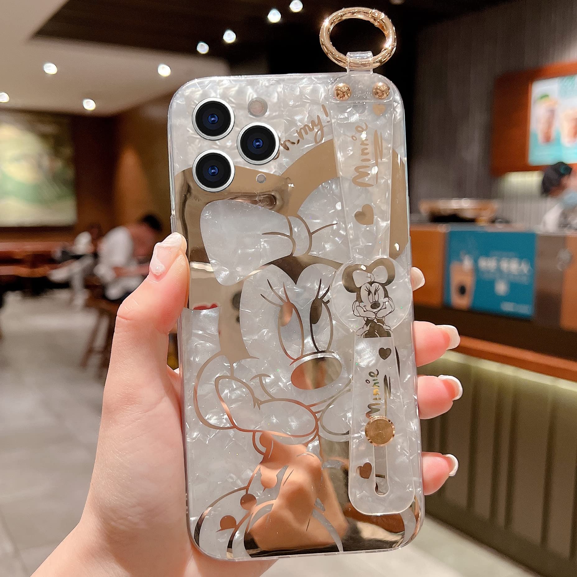 Ultra Slim IMD Animal Pattern Kickstand Cover Case for iPhone 11 Pro Max 6.5-inch - Cartoon Character Design with Wrist Band Holder - Perfect for Gym, Outdoor Activities and Daily Protection