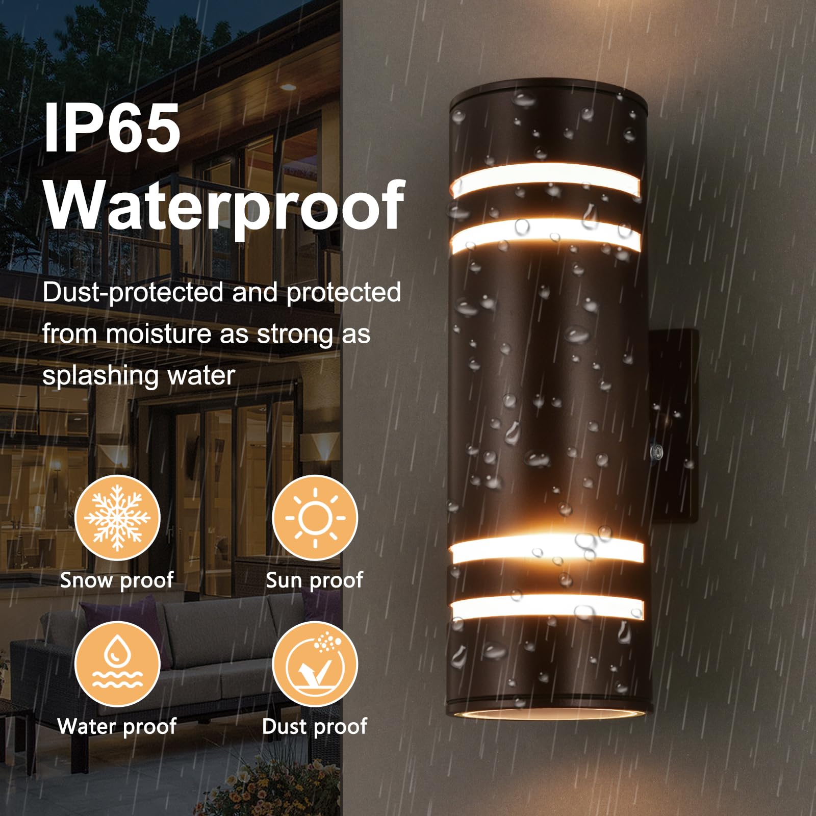 Outdoor Wall Lights Waterproof IP65 - Up Down Porch Lighting Fixture in Oil Rubbed Bronze - Aluminum Exterior Light for Garage, Patio, Deck & House Entrance - Perfect for Outdoor Security and Landscape Illumination