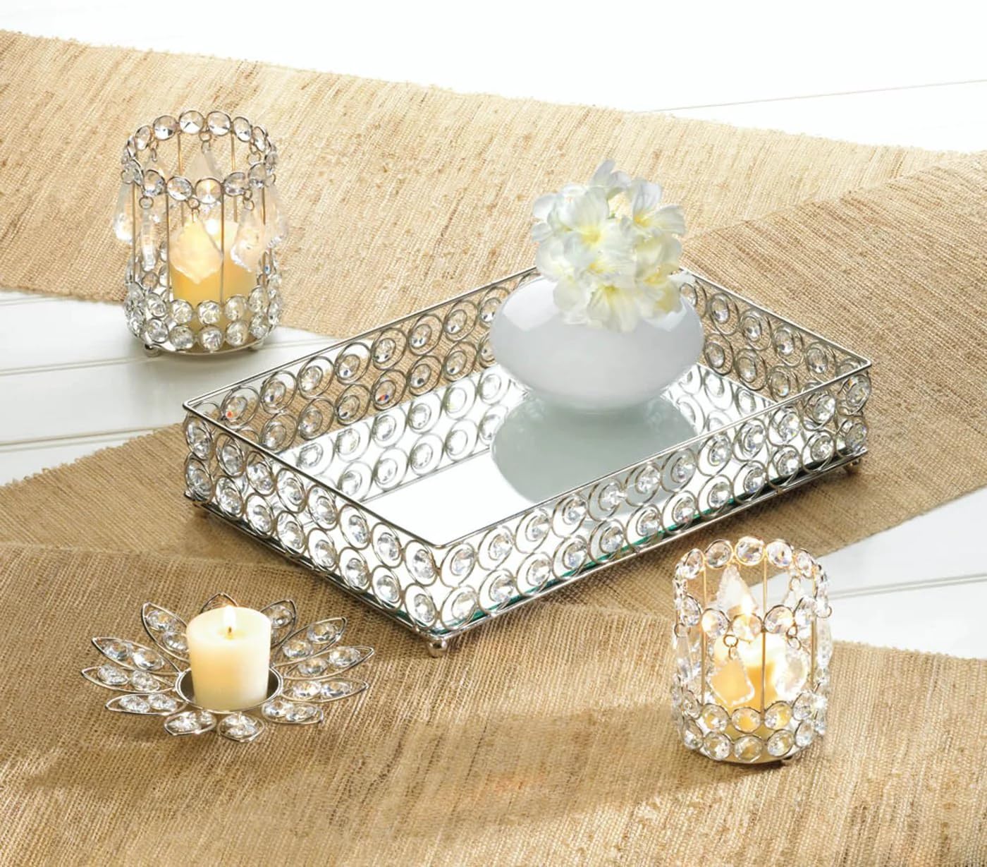 Koehler Home Jeweled Decorative Tray - Elegant Rectangular Shimmering Accent Tray for Jewelry, Keys & Vanity Organizer | Perfect for Home Decor, Gift & Wedding Accessories