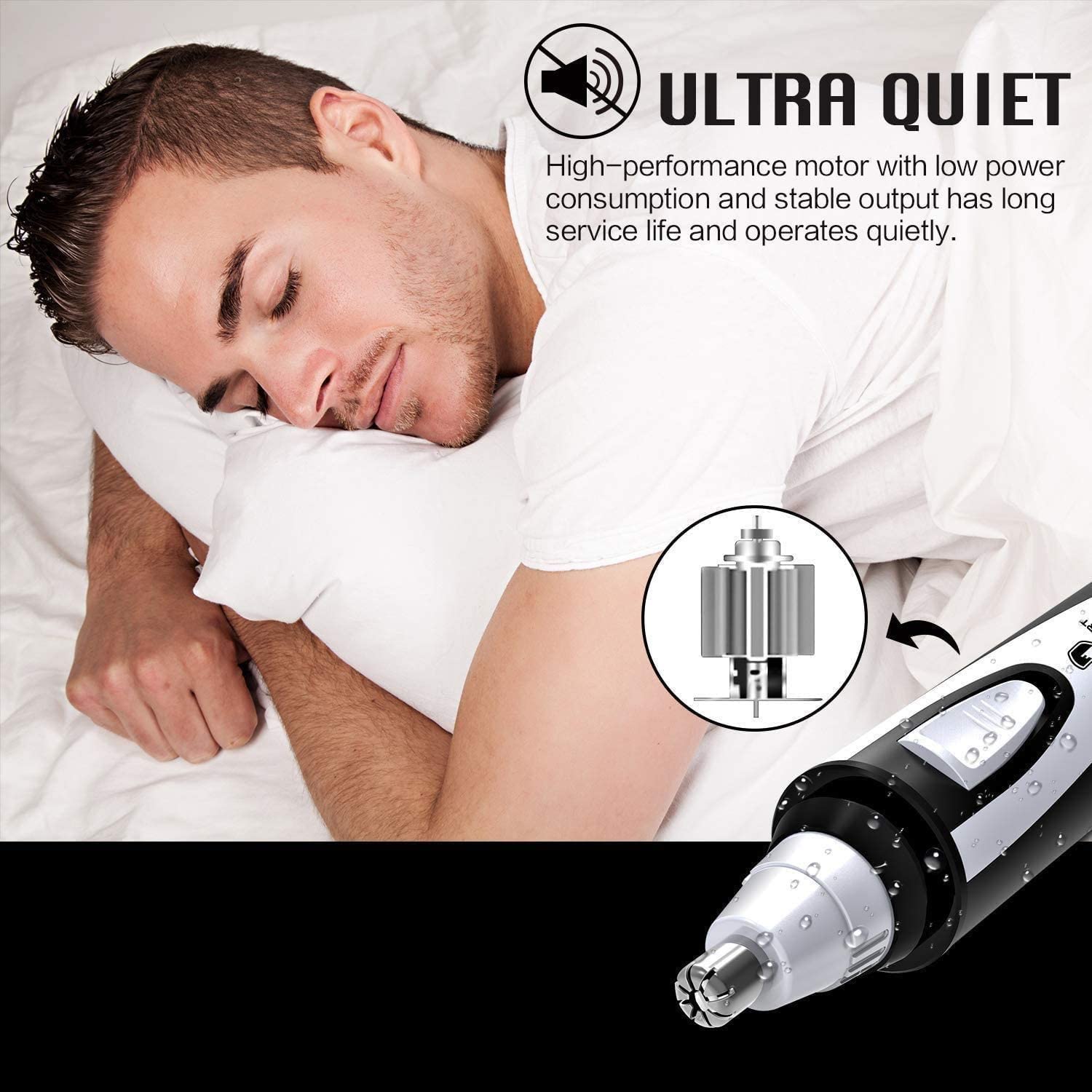 Electric Nose & Ear Hair Trimmer - Rechargeable, Painless & Silent Grooming Kit for Men (Black/White) - Perfect for Travel, Home & Personal Care