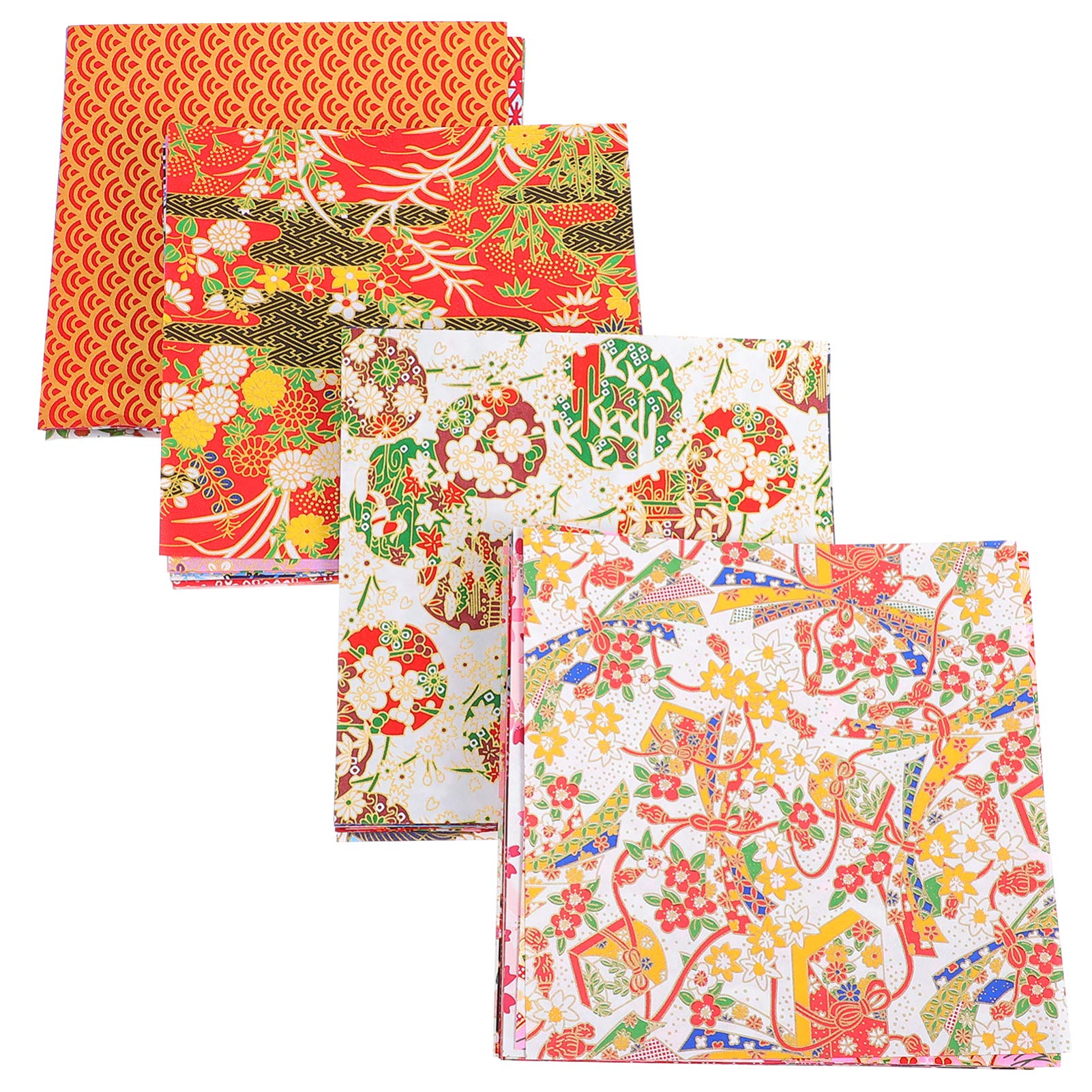 NUOBESTY 4 Sets Japanese Washi Origami Paper - Floral Folding Paper Squares for DIY Crafts, Kids Art Projects | Perfect for Scrapbooking, Gift Wrapping & Classroom Activities