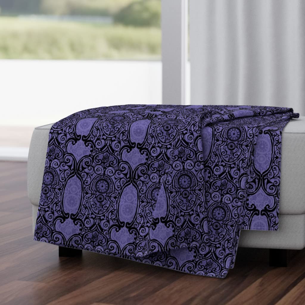 Luxe Velvet Throw Blanket 50x70 Inches - Black Lace Clock Face Victorian Gothic Halloween Steampunk Design | Soft Cozy Blanket for Couch, Bed, Sofa Decor | Perfect for Home, Dorm, Gift Giving
