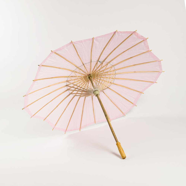 32 Inch Pink Paper Parasol Umbrella - Scallop Blossom Design with Elegant Wooden Handle | Perfect for Weddings, Tea Parties & Asian-Themed Events