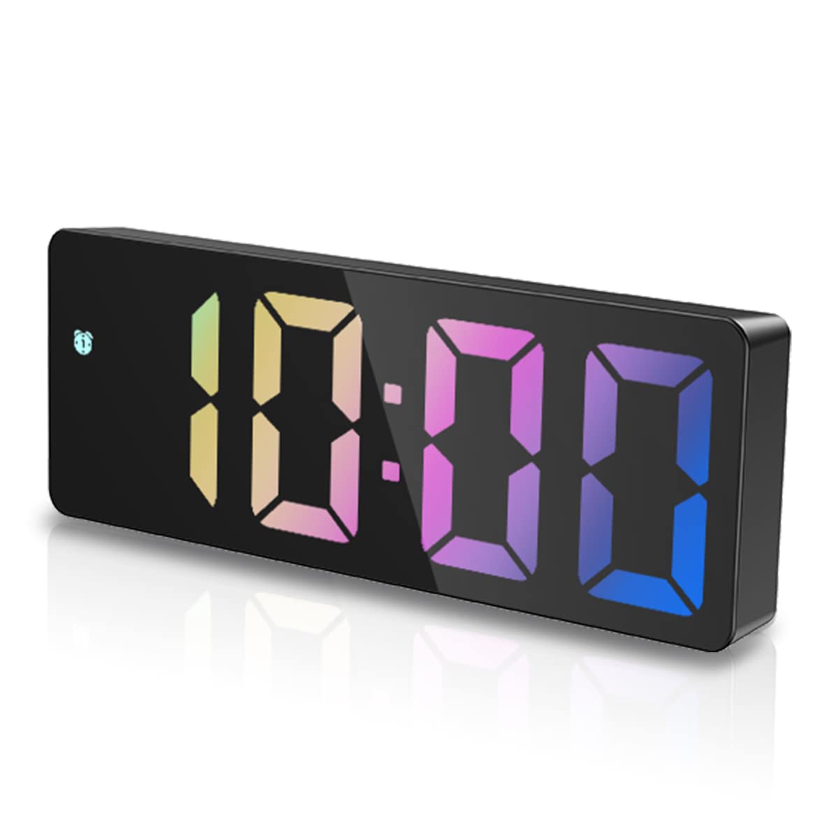 JXTZ Digital Alarm Clock with Rainbow LED Display - Adjustable Brightness, Temperature, Snooze & Voice Control - 12/24H Format for Bedroom, Office, Desk or Under TV - Perfect for Nightstands, Home Decor & Gift Giving