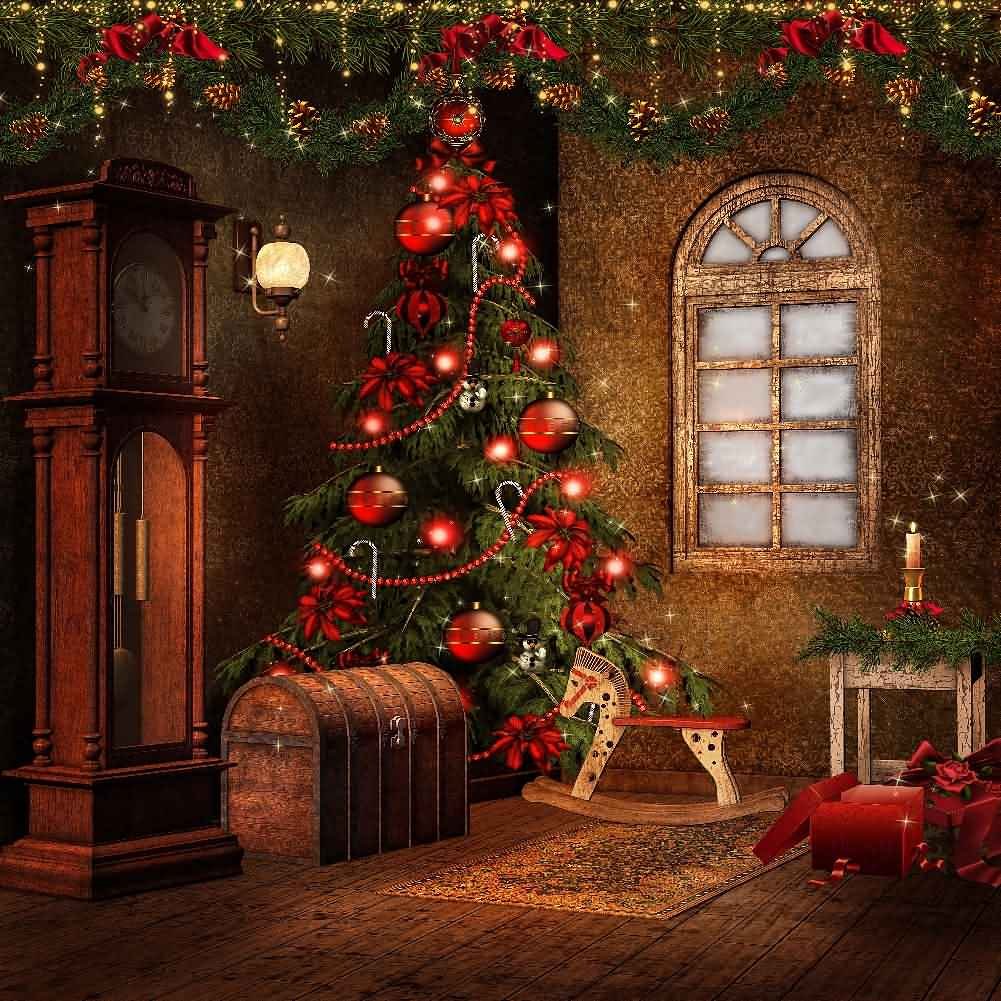 8' x 8' Christmas Tree Photo Backdrop - Holiday Party & Family Portrait Background