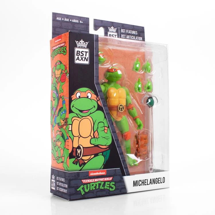 Teenage Mutant Ninja Turtles BST AXN Michelangelo Action Figure - Collectible TMNT Toy for Kids & Fans - Perfect for Display, Play & Comic Book Collections