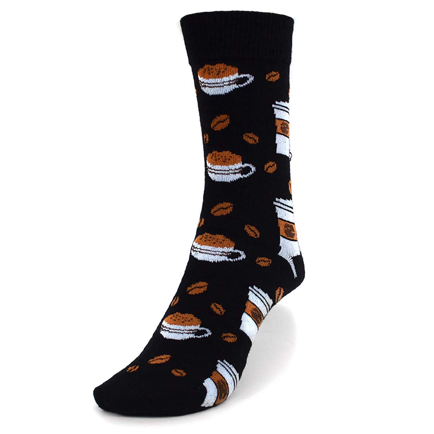 Women's Coffee Cups Novelty Crew Socks - Black | Fun & Comfortable Gift for Coffee Lovers, Baristas & Office Workers
