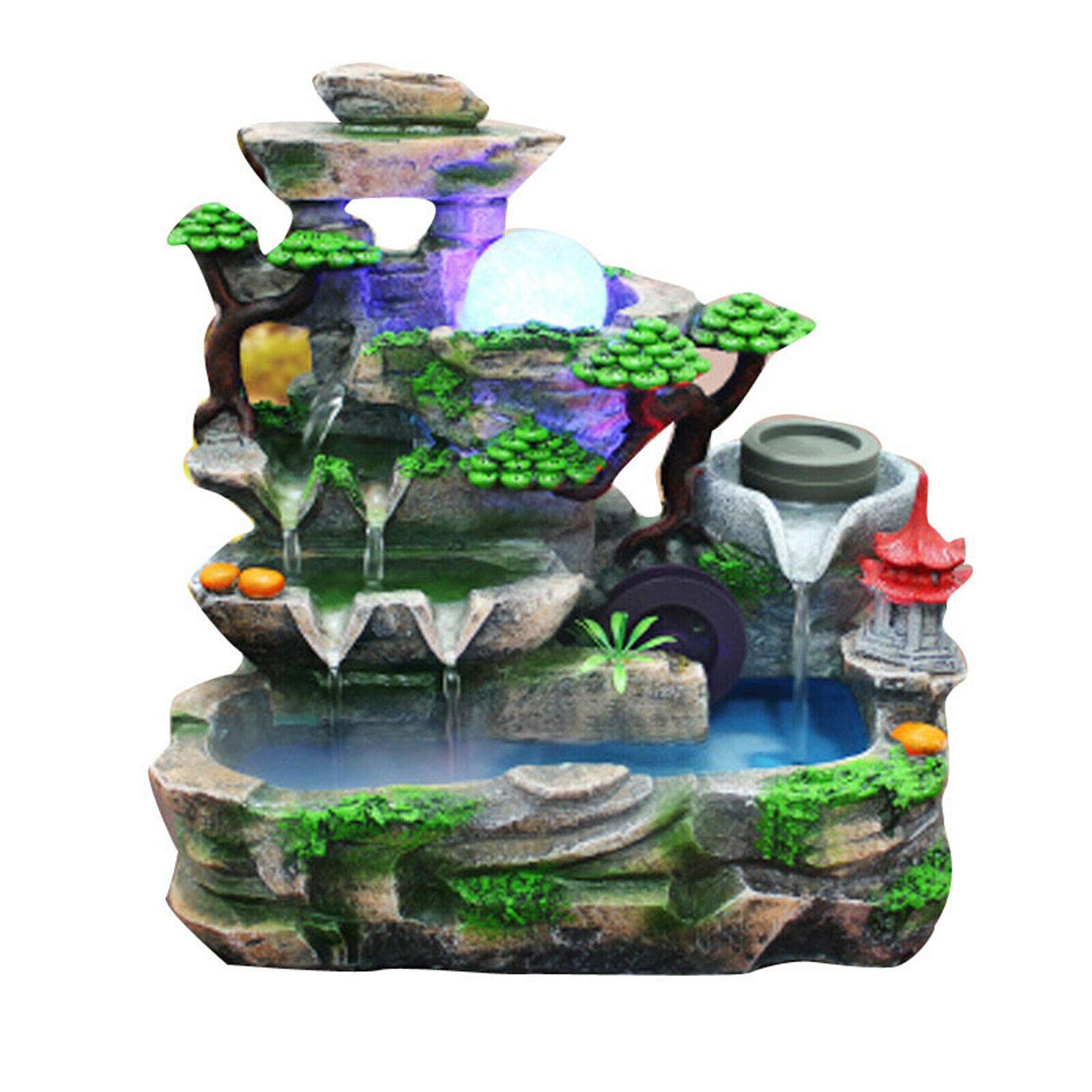 LED Waterfall Fountain with Rockery Design - Desktop Water Feature, Humidifier & Decorative Pump for Home/Office Zen Decor | Perfect for Meditation, Relaxation & Feng Shui