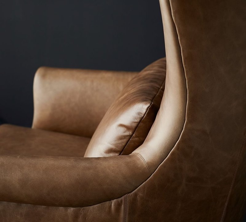 Luxury Handmade Champlain Wingback Leather Sofa Chair - Genuine Leather, Classic Design for Living Room, Office & Library