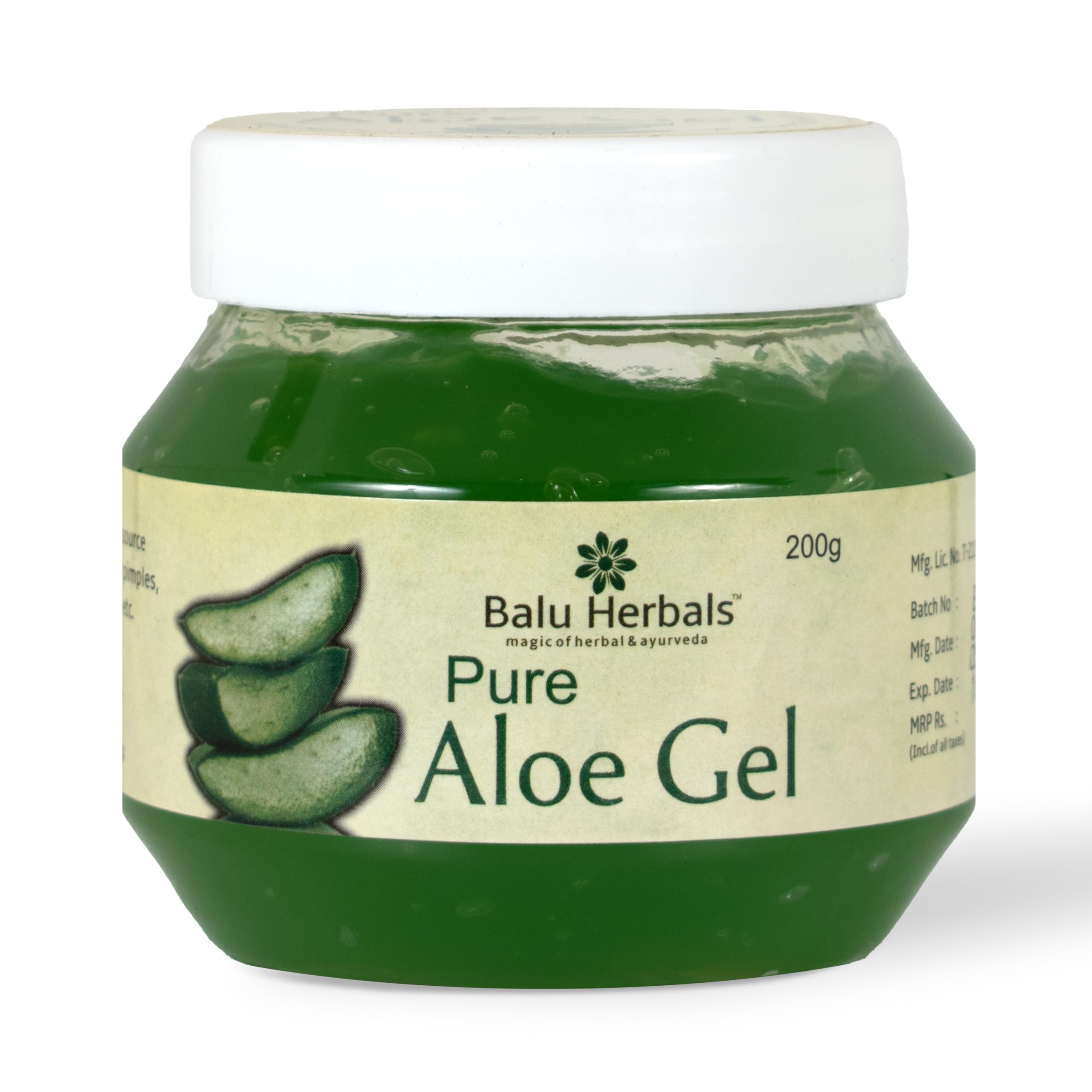 Organic Aloe Vera Gel 200g - Pure & Natural Skin Care for Sunburn Relief, Moisturizing & Hair Care - Perfect for After Sun Care, Face Hydration & Scalp Treatment