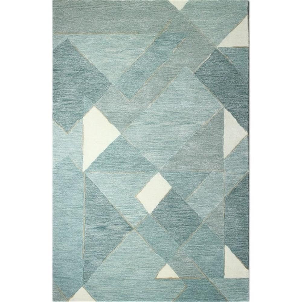 Luxury Hand Tufted Wool & Viscose Area Rug 5.6’x8.6’ - Bashian Collection - Soft Aqua Runner Rug for Entryway, Living Room, Bedroom - Home Decor & Floor Covering for Cozy Modern Interiors
