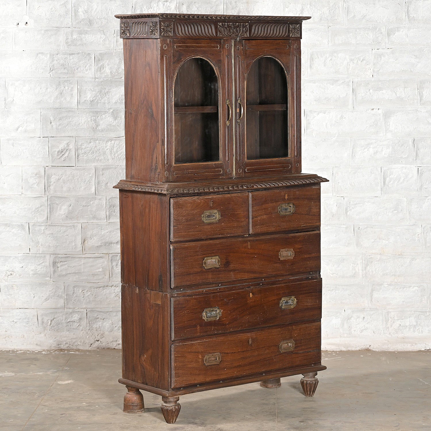 Premium Teak Wood Cabinet with 5 Shelves - Stylish Storage Solution for Living Room, Bedroom, or Office