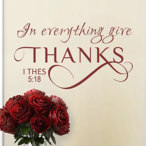 Give Thanks Bible Verse Vinyl Wall Decal - Christian Religious Home Decor with Inspirational Quote - Perfect for Living Room, Bedroom & Church Decorations
