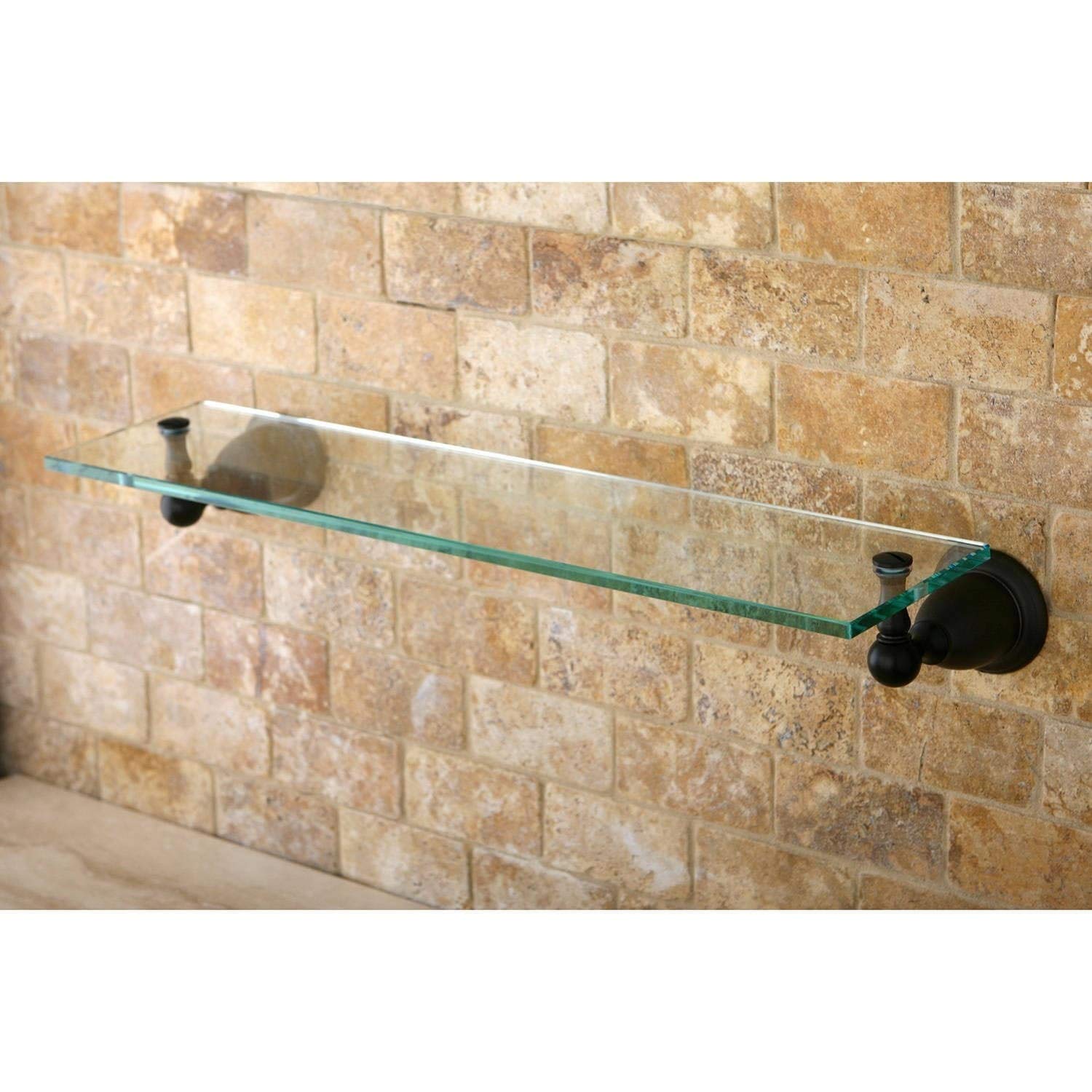 Oil-Rubbed Bronze Bathroom Glass Shelf - Rust-Resistant Metal Wall Shelf for Shower, Vanity & Bathroom Storage - 1 Piece Matte Finish - Perfect for Organizing Toiletries, Cosmetics & Bath Essentials