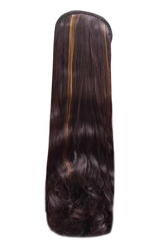 NAVMAV Heat Resistant Synthetic Hair Wig for Women - Golden Highlight Long Straight Hair Extensions (25-30 Inch) | Full Head Wig for Women & Girls | Perfect for Cosplay, Daily Wear & Special Occasions