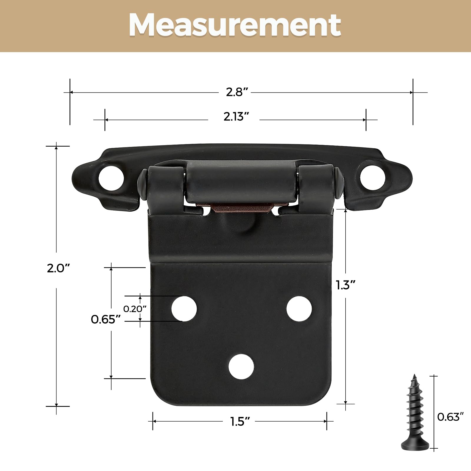 50 Pack 25 Pair Black Cabinet Hinges - 3/8