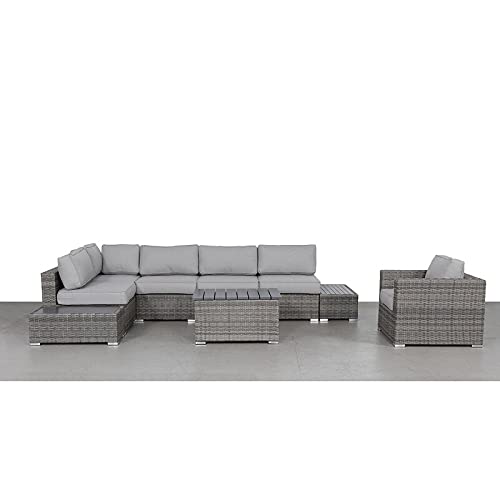 Outdoor Wicker Patio Furniture 9-Piece Sectional Conversation Sofa Set - Waterproof & No Assembly Required for Backyard, Porch, Poolside or Garden | Perfect for Outdoor Entertaining & Relaxation [CM-5025]