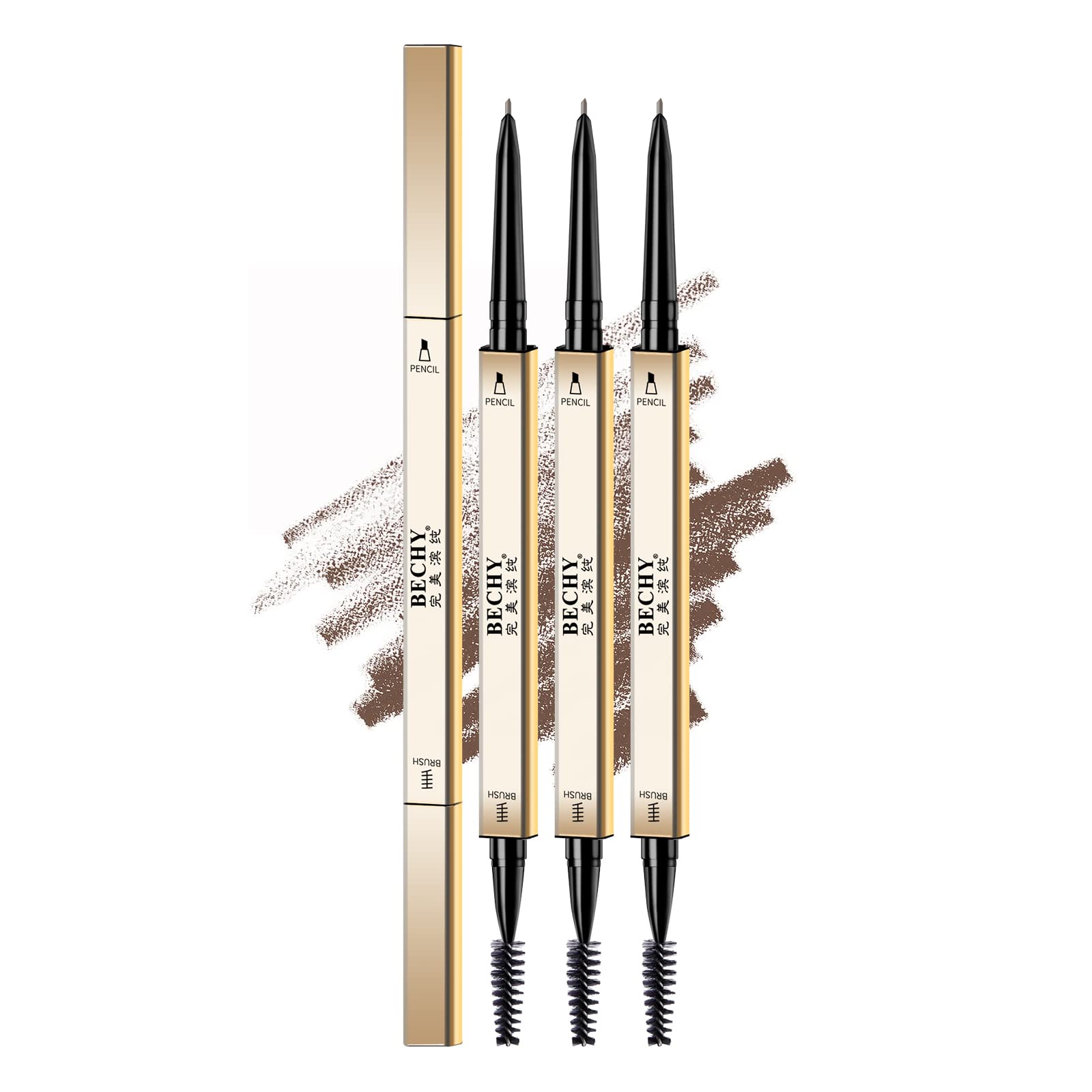 3 Pack Waterproof Eyebrow Pencil - Ultra Slim Microblading Brow Pencil for Natural Looking Brows, Long Lasting & Smudge Proof - Perfect for Daily Makeup, Professional Use & On-The-Go Touch Ups