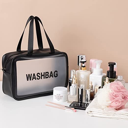 Waterproof Travel Toiletry Bag for Women - Multipurpose Cosmetic Makeup Organizer with Zipper, Portable Wash Pouch for Home & Travel (Medium, White) | Perfect for Gym, Camping, and Vacation Essentials