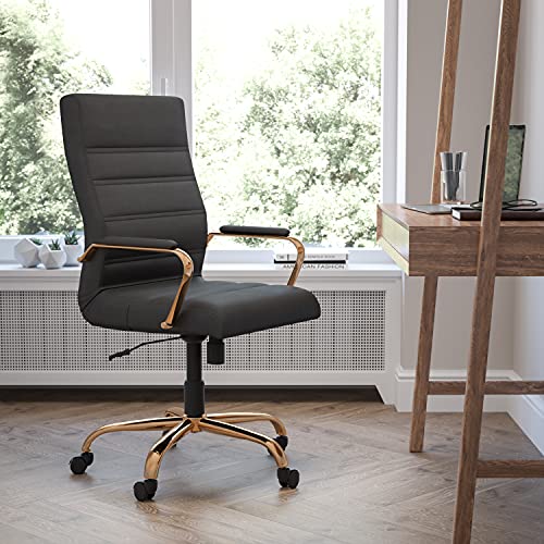 Black Leathersoft/Gold Frame
