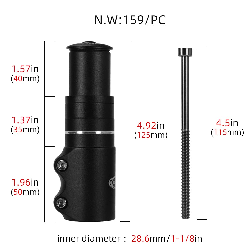 Adjustable Bike Stem Riser - Aluminum Alloy Handlebar Extender for Mountain, Road, MTB, BMX & Fixie Bikes - Black Head Up Adapter | Perfect for Comfort Riding, Commuting & Trail Adventures