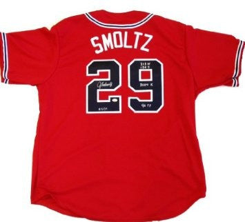 John Smoltz Autographed Majestic Jersey - Limited Edition of 29 with Career Stats - Perfect for Baseball Memorabilia Collectors & Atlanta Braves Fans - Great for Display in Man Caves, Sports Bars & Fan Collections