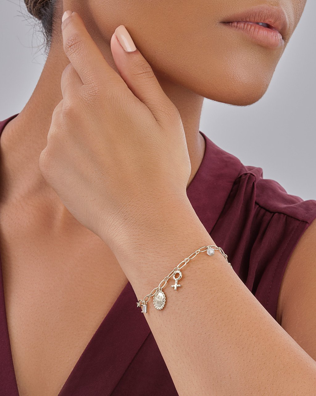 Louisa CZ & Stone Charm Bracelet for Women - Elegant Cubic Zirconia & Gemstone Jewelry Gift for Birthday, Anniversary | Perfect for Parties, Weddings & Everyday Wear