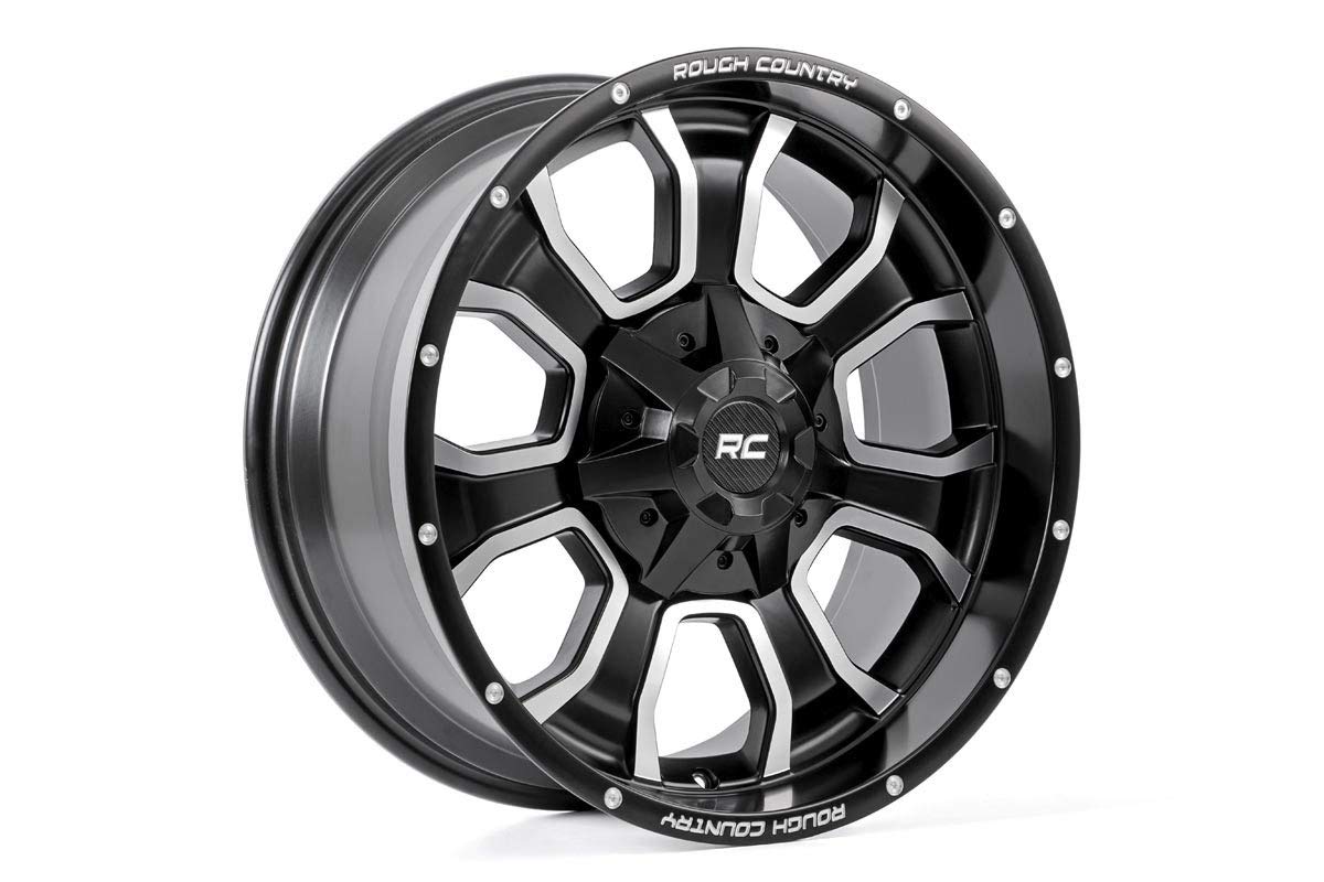 Rough Country 93 Series One-Piece Aluminum Wheel - 20x10, 8x170mm Bolt Pattern, 18mm Offset, Matte Black | Heavy Duty Off-Road Wheels for Trucks & SUVs | Perfect for Jeep Wrangler, Ford F-150, Chevy Silverado